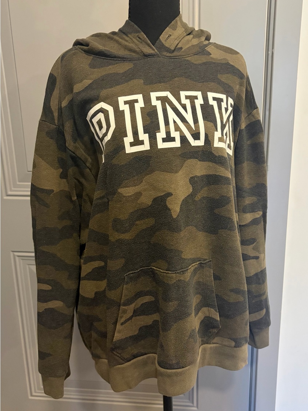 PINK Victoria's Secret Olive Camo Pullover Hoodie